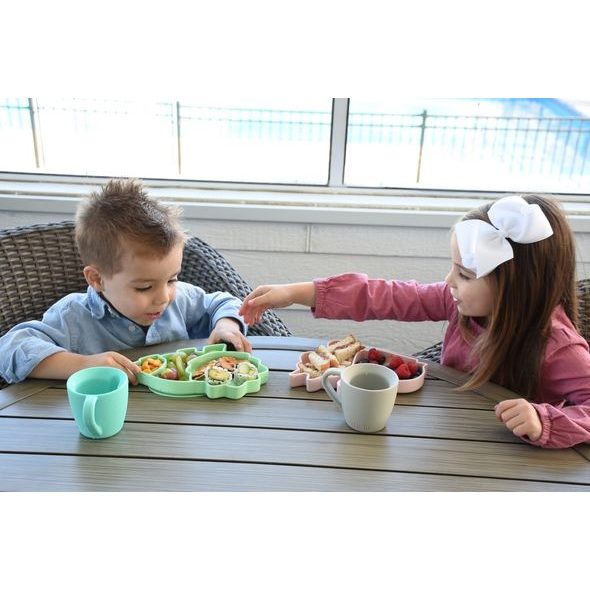 MELII SILIKONOVÝ DĚLENÝ TALÍŘEK S PŘÍSAVKOU - DINOSAUR - MISKY, TALÍŘKY A PODLOŽKY - KRMENÍ