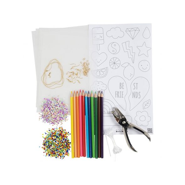 CREATIV COMPANY KREATIVNÍ SADA ŠPERKY ZE SMRŠŤOVACÍ FÓLIE - NAVLÉKÁNÍ - PRO DĚTI