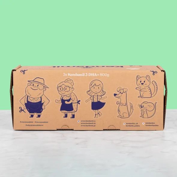 KENDAMIL PREMIUM 3 HMO+ (3× 800 G), POHÁDKOVÉ BALENÍ S DIVADLEM O VELIKÉ ŘEPĚ - EXPIRACE 3.10.2026 - KOJENECKÁ MLÉKA - KRMENÍ