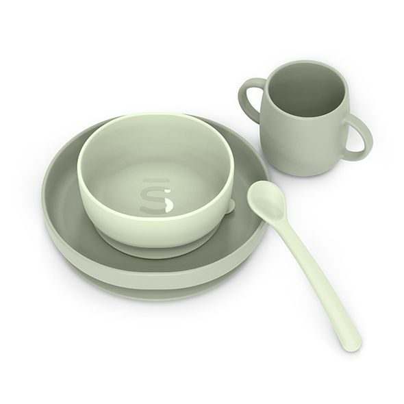 SUAVINEX JÍDELNÍ SET SILIKONOVÝ COLOUR ESSENCE ZELENÝ - VÝHODNÉ SADY - KRMENÍ