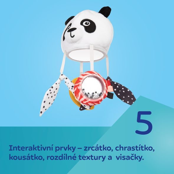CANPOL BABIES SENZORICKÁ ZÁVĚSNÁ CESTOVNÍ HRAČKA PANDA S KLIPEM BABIESBOO - HRAČKY K ZAVĚŠENÍ - PRO DĚTI