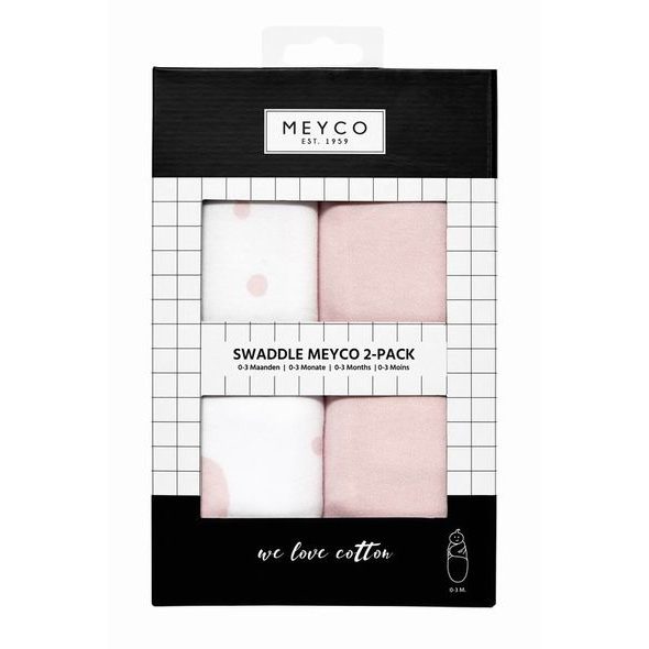 MEYCO ZAVINOVAČKA 2-BALENÍ 0-3 MĚSÍCE - DOTS PINK/UNI LIGHT PINK - ZAVINOVAČKY - SPINKÁNÍ