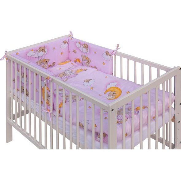 SCARLETT DĚTSKÁ POSTÝLKA S KOMPLETNÍ VÝBAVOU SCARLETT 120 X 60 CM - MRÁČEK - RŮŽOVÁ - DŘEVĚNÉ POSTÝLKY - SPINKÁNÍ