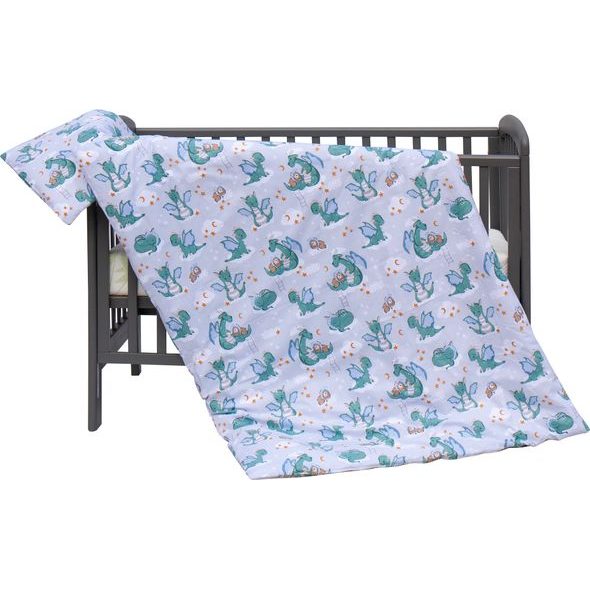 SCARLETT DĚTSKÉ POVLEČENÍ 2-DÍLNÉ DINO 135X100CM TYRKYSOVÉ - POVLEČENÍ DO POSTÝLKY - SPINKÁNÍ