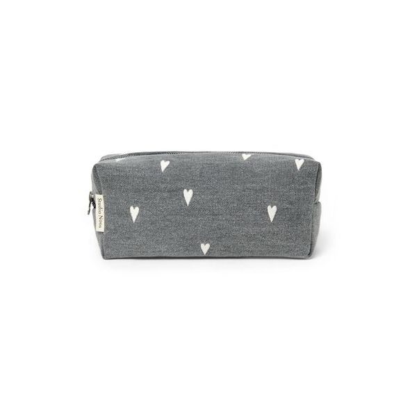 STUDIO NOOS DENIM POUCH KABELKA GREY HEARTS - KOSMETICKÉ TAŠKY - PŘEBALOVÁNÍ