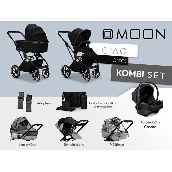 MOON CIAO KOMBI SET - ONYX - KOMBINACE S PŘÍSLUŠENSTVÍM - KOČÁRKY A PŘÍSLUŠENSTVÍ