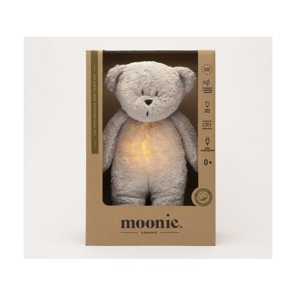 MOONIE USÍNÁČEK MEDVĚD 2.0 ORGANIC GREY - USÍNÁČCI ŠUMÍCÍ / S TLUKOTEM - PRO DĚTI