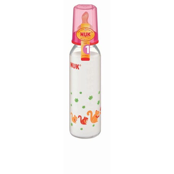 NUK SKLENĚNÁ LÁHEV 230 ML, SI, VEL.1 - KOJENECKÉ LAHVE - KRMENÍ