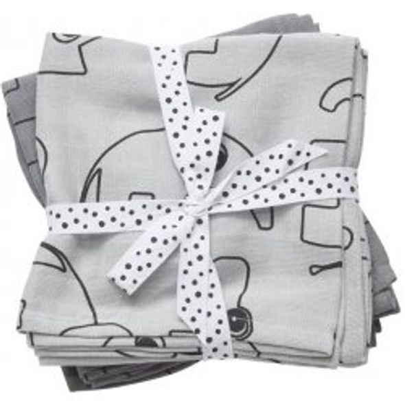 DONE BY DEER MUŠELÍNOVÉ PLENKY CONTOUR 2 KS ŠEDÉ - LÁTKOVÉ PLENY SKLÁDANÉ - PŘEBALOVÁNÍ