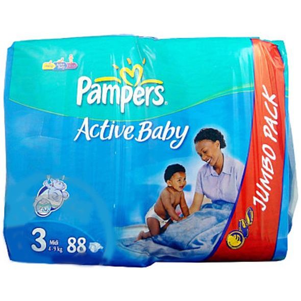 PAMPERS ACTIVE BABY MIDI 88KS - LÁTKOVÉ PLENY SKLÁDANÉ - PŘEBALOVÁNÍ
