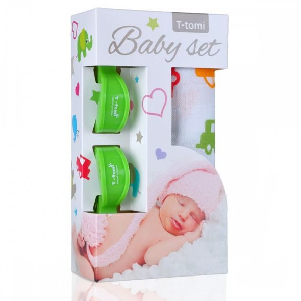 T-TOMI BABY SET BAMBUSOVÁ OSUŠKA S POTISKEM + KOČÁRKOVÝ KOLÍČEK - HÁČKY, POPRUHY A KOLÍČKY - KOČÁRKY A PŘÍSLUŠENSTVÍ