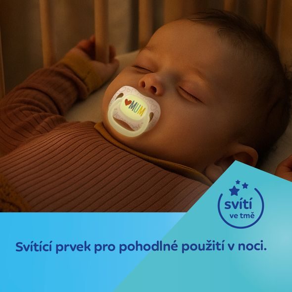 CANPOL BABIES DUDLÍK SVÍTÍCÍ SILIKONOVÝ SYMETRICKÝ LOVE MUM&DAD 0-6M 2KS - ŠIDÍTKA A DOPLŇKY - KRMENÍ
