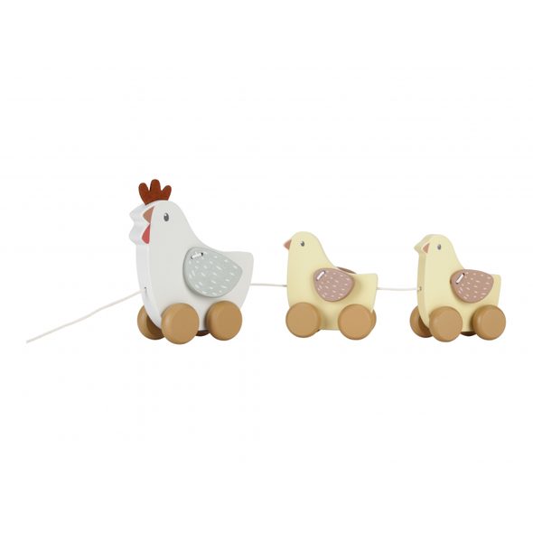 LITTLE DUTCH TAHACÍ SLEPIČKA S KUŘÁTKY DŘEVĚNÁ FARMA - TAHACÍ A TLAČÍCÍ - PRO DĚTI