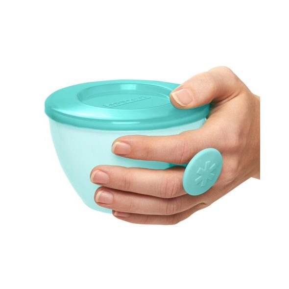 SKIP HOP MISKY S VÍKEM A DRŽÁKEM EASY GRAB GREY, TEAL 2 X 240ML, 3M+ - MISKY, TALÍŘKY A PODLOŽKY - KRMENÍ
