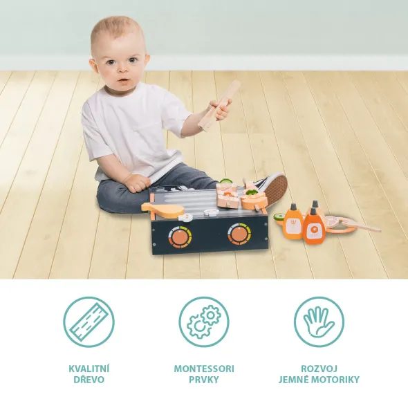 ZOPA DŘEVĚNÝ BBQ GRIL SET - JAKO MAMINKA - PRO DĚTI