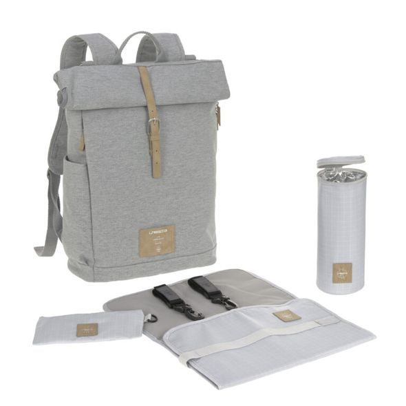 LÄSSIG FAMILY GREEN LABEL ROLLTOP BACKPACK GREY MÉLANGE - LIMITED EDITION - PŘEBALOVACÍ BATOHY - KOČÁRKY A PŘÍSLUŠENSTVÍ