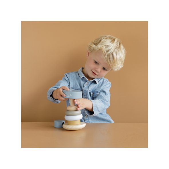 LITTLE DUTCH NASAZOVACÍ KROUŽKY DŘEVĚNÉ OCEAN BLUE - MOTORICKÉ A HRY - PRO DĚTI