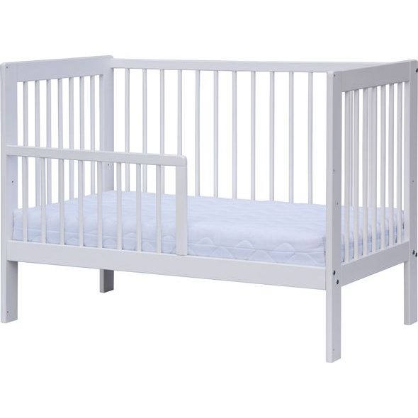 SCARLETT DĚTSKÁ POSTÝLKA SCARLETT KAMILA - BÍLÁ (BOROVICE) - STAHOVACÍ + VÁLENDOVÁ BOČNICE - 120 X 60 CM - DŘEVĚNÉ POSTÝLKY - SPINKÁNÍ