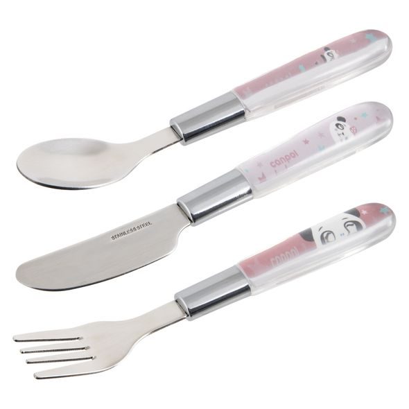 CANPOL BABIES PŘÍBOR KOVOVÝ EXOTIC ANIMALS 3KS RŮŽOVÝ - LŽIČKY A PŘÍBORY - KRMENÍ