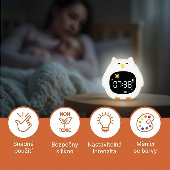 ZOPA SILIKONOVÝ DĚTSKÝ BUDÍK S NOČNÍM SVĚTLEM A HUDBOU - NOČNÍ SVĚTLA - SPINKÁNÍ