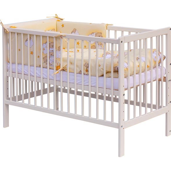 SCARLETT DĚTSKÁ POSTÝLKA S KOMPLETNÍ VÝBAVOU SCARLETT 120 X 60 CM - MRÁČEK - BÉŽOVÁ - DŘEVĚNÉ POSTÝLKY - SPINKÁNÍ