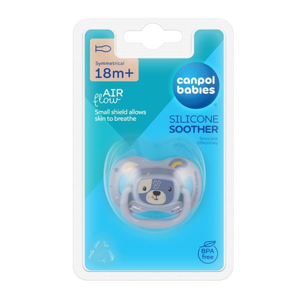 CANPOL BABIES DUDLÍK SILIKONOVÝ SYMETRICKÝ CUTE ANIMALS 18M+ 1KS MODRÝ - ŠIDÍTKA A DOPLŇKY - KRMENÍ