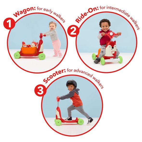 SKIP HOP ZOO ODRÁŽEDLO 3V1 RIDE-ON LIŠKA 12M+ DO 20KG - DĚTSKÁ ODRÁŽEDLA - PRO DĚTI