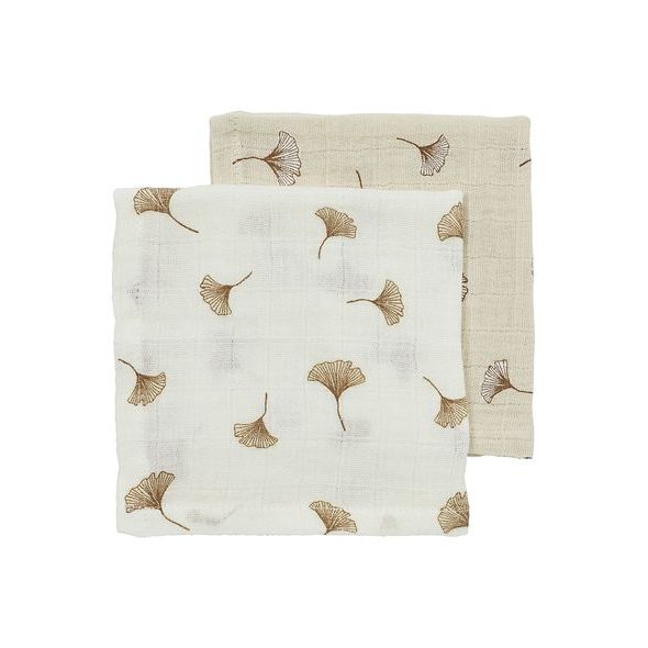 MEYCO MUŠELÍNOVÉ PLENY GINKO 30X30 CM 2-BALENÍ - OFF WHITE/SOFT SAND - LÁTKOVÉ PLENY ALL IN ONE - PŘEBALOVÁNÍ