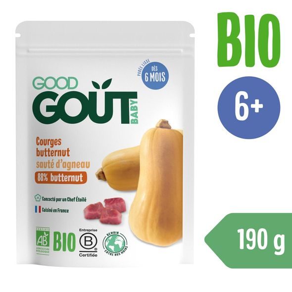 GOOD GOUT BIO MÁSLOVÁ DÝNĚ S JEHNĚČÍM MASEM 190 G - MASO/ZELENINA - KRMENÍ