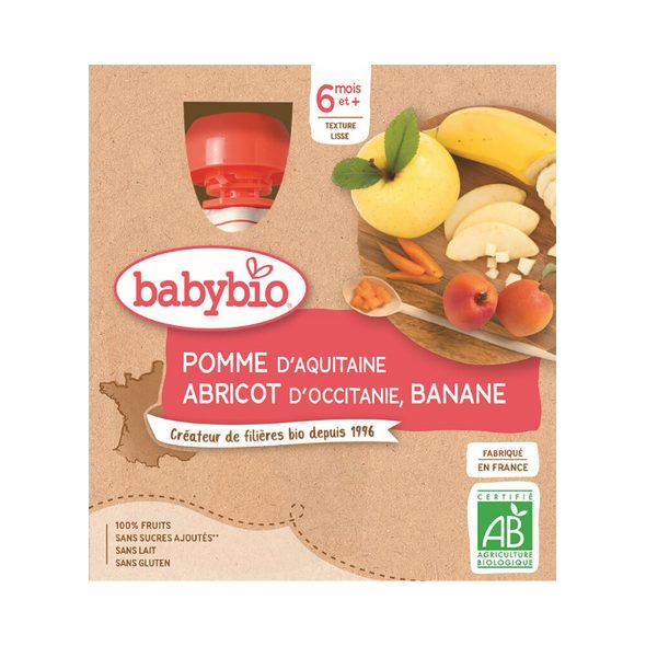 BABYBIO JABLKO MERUŇKA BANÁN 4X90 G - KAPSIČKY - KRMENÍ