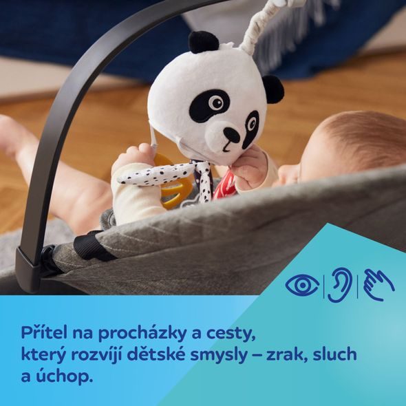 CANPOL BABIES SENZORICKÁ ZÁVĚSNÁ CESTOVNÍ HRAČKA PANDA S KLIPEM BABIESBOO - HRAČKY K ZAVĚŠENÍ - PRO DĚTI