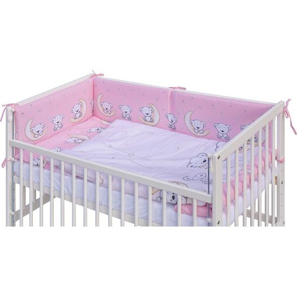 SCARLETT DĚTSKÁ POSTÝLKA S KOMPLETNÍ VÝBAVOU SCARLETT 120 X 60 CM - TORO - RŮŽOVÁ - DŘEVĚNÉ POSTÝLKY - SPINKÁNÍ