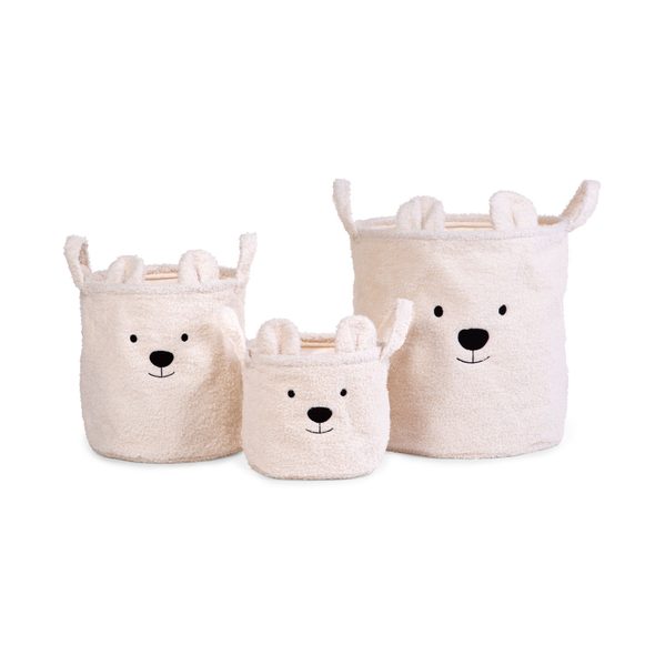 CHILDHOME KOŠ NA HRAČKY TEDDY OFF WHITE 30X30X30 CM - BOXY NA HRAČKY - SPINKÁNÍ