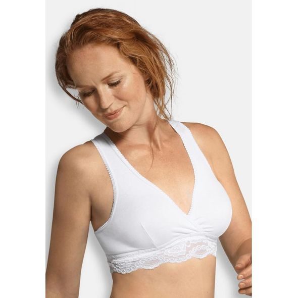 CARRIWELL KŘÍŽENÁ KOJICÍ PODPRSENKA VHODNÁ I KE SPANÍ BÍLÁ M - TĚHOTENSKÉ SPODNÍ PRÁDLO - PRO MAMINKY