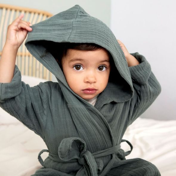 LÄSSIG MUSLIN BATHROBE PETROL GREEN 24-36M. - OSUŠKY A DĚTSKÉ ŽUPANY - KOUPÁNÍ A ZDRAVÍ