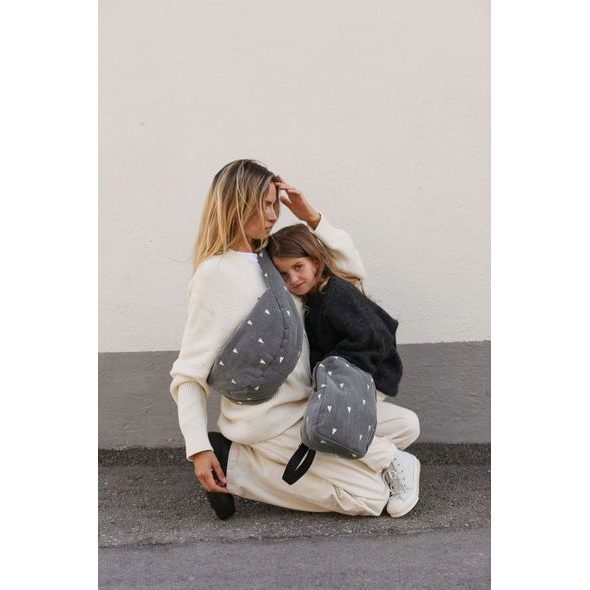 STUDIO NOOS DENIM MINI BACKPACK BATŮŽEK GREY HEART - ORGANIZÉRY A KOŠÍKY - KOČÁRKY A PŘÍSLUŠENSTVÍ