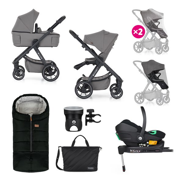PETITE&MARS KOČÁREK KOMBINOVANÝ ICON 2V1 DOVE GREY XXL RWS + CORE PRO I-SIZE BLACK GREY + BÁZE - KOČÁRKY A PŘÍSLUŠENSTVÍ