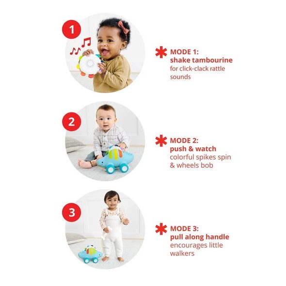 SKIPHOP HRAČKA TAHACÍ HUDEBNÍ 3V1 EPLORE&MORE DINOSAURUS 12M+ - HRAČKY SE ZVUKY - PRO DĚTI