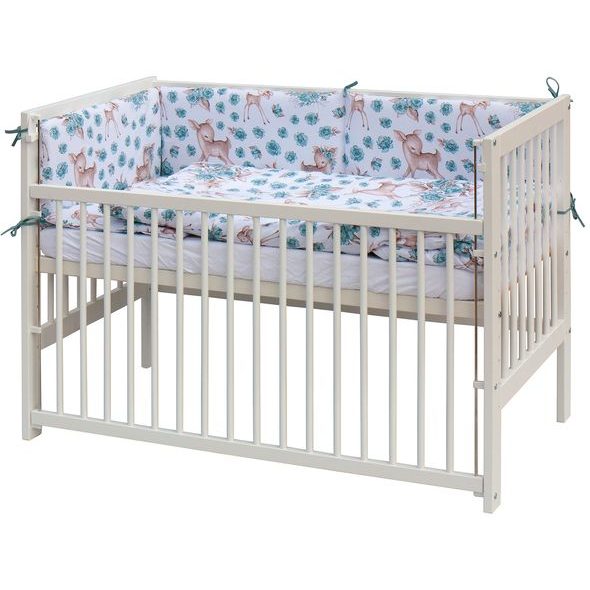 SCARLETT POSTÝLKA 120X60CM S KOMPLETNÍ VÝBAVOU SCARLETT SRNEČEK TYRKYSOVÁ - DŘEVĚNÉ POSTÝLKY - SPINKÁNÍ