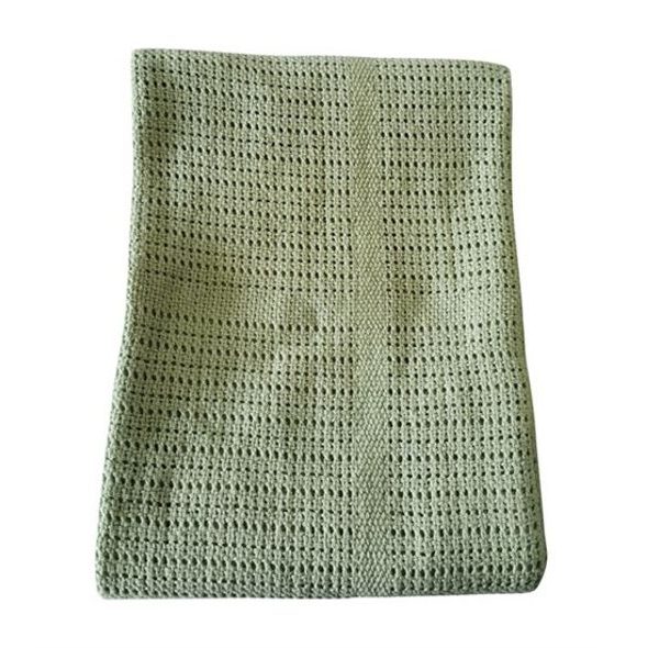 BABYDAN DĚTSKÁ HÁČKOVANÁ BAVLNĚNÁ DEKA DUSTY GREEN 75X100CM - DĚTSKÉ DEKY PRO MIMINKA - SPINKÁNÍ