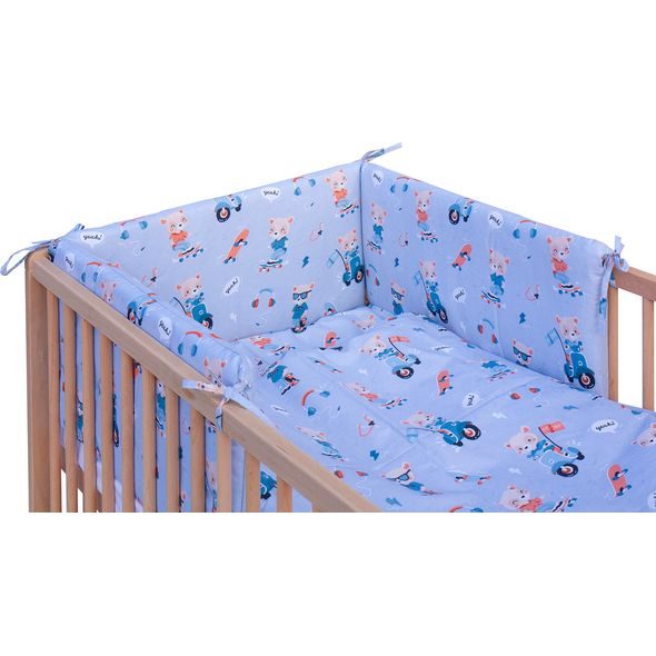 SCARLETT DĚTSKÁ POSTÝLKA S KOMPLETNÍ VÝBAVOU SCARLETT 120 X 60 CM - PEKO - MODRÁ - DŘEVĚNÉ POSTÝLKY - SPINKÁNÍ