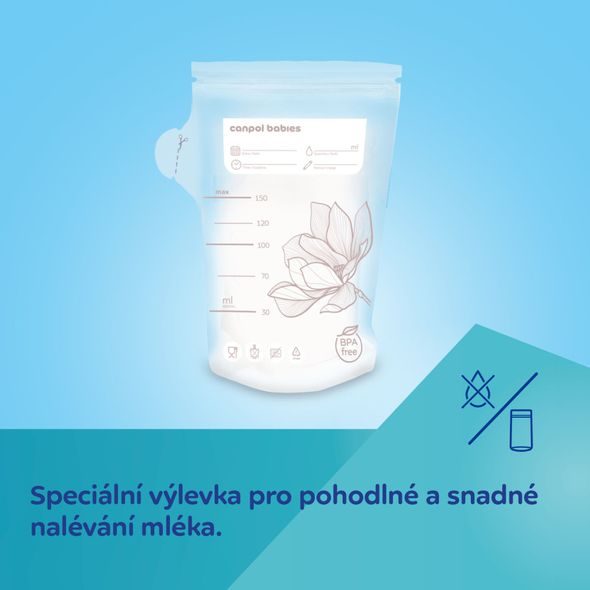 CANPOL BABIES SÁČKY K UCHOVÁVÁNÍ ODSÁTÉHO MLÉKA 20KS - USKLADNĚNÍ MATEŘSKÉHO MLÉKA - KRMENÍ
