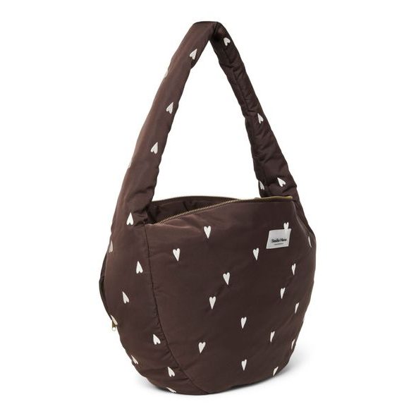 STUDIO NOOS PUFFY CROSS BODY BAG BROWN HEARTS - ORGANIZÉRY A KOŠÍKY - KOČÁRKY A PŘÍSLUŠENSTVÍ