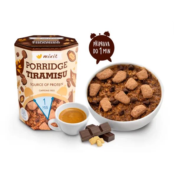 MIXIT MINUTOVÁ OVESNÁ KAŠE DO KAPSY - TIRAMISU 350G - MUSLI A KAŠE - PRO MAMINKY