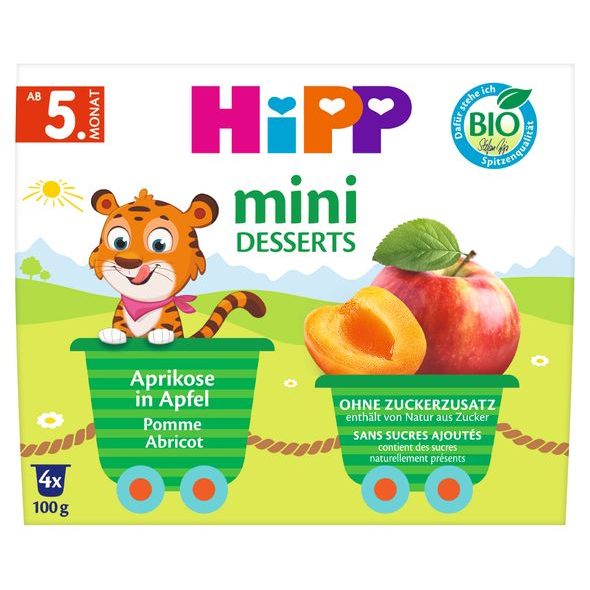 HIPP BIO JABLKA S MERUŇKAMI 4X100 G - OVOCE/DEZERTY - KRMENÍ