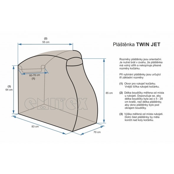 EMITEX PLÁŠTĚNKA NA KOČÁREK TWIN JET - ČERNÁ - PLÁŠTĚNKY - KOČÍKY A PRÍSLUŠENSTVO