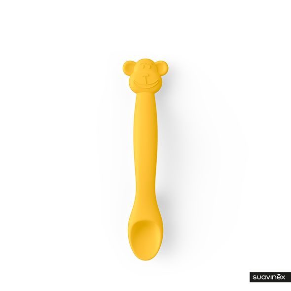 SUAVINÉX SILIKONOVÁ LŽIČKA OPIČKA - ŽLUTÁ - LŽIČKY A PŘÍBORY - KRMENÍ