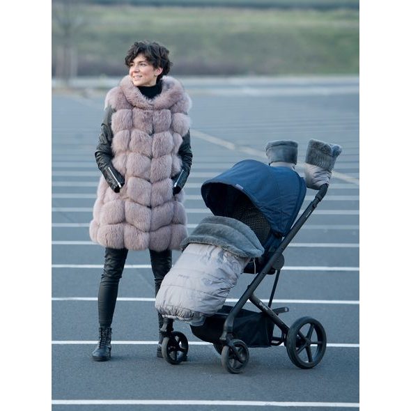 RUKAVICE NA KOČÁREK FUR PINK - RUKÁVNÍKY NA KOČÁREK - KOČÁRKY A PŘÍSLUŠENSTVÍ