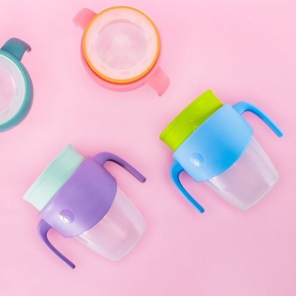 B.BOX 360° NETEKOUCÍ UČÍCÍ HRNEČEK 250 ML - RŮŽOVÝ/ORANŽOVÝ - DĚTSKÉ HRNEČKY - KRMENÍ