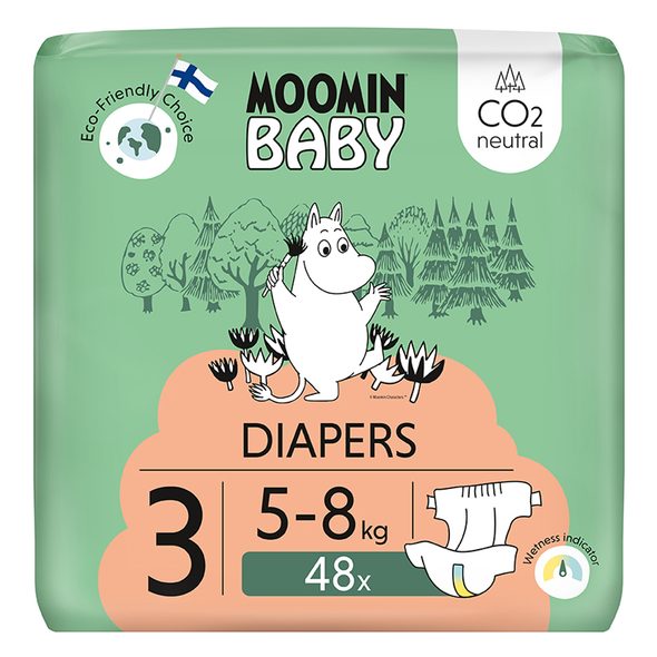 MOOMIN BABY 3 MIDI 5–8 KG (48 KS), EKO PLENY - JEDNORÁZOVÉ PLENY - PŘEBALOVÁNÍ